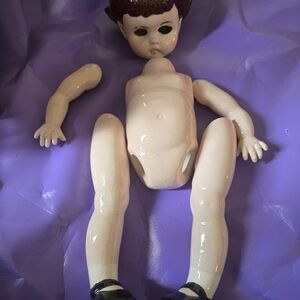 Creepy Possibly Haunted Vintage Porcelain Doll with Brown Hair